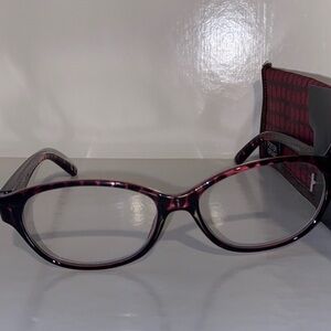 Foster Grant Red and Brown Glasses FGX Monica +1.25